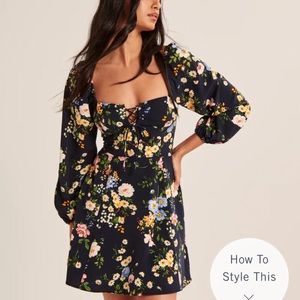 Long-Sleeve Lace-Up Flirty Mini Dress- only worn once!